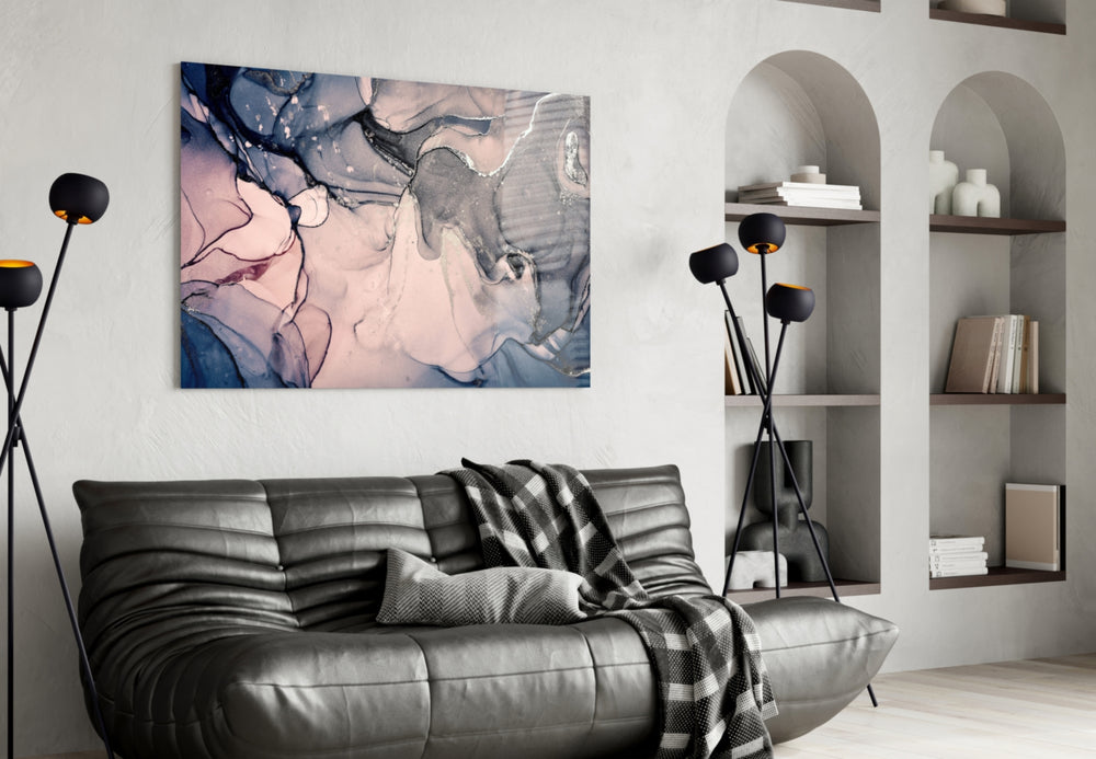Indigo Blush panel adding romantic mood to a master bedroom