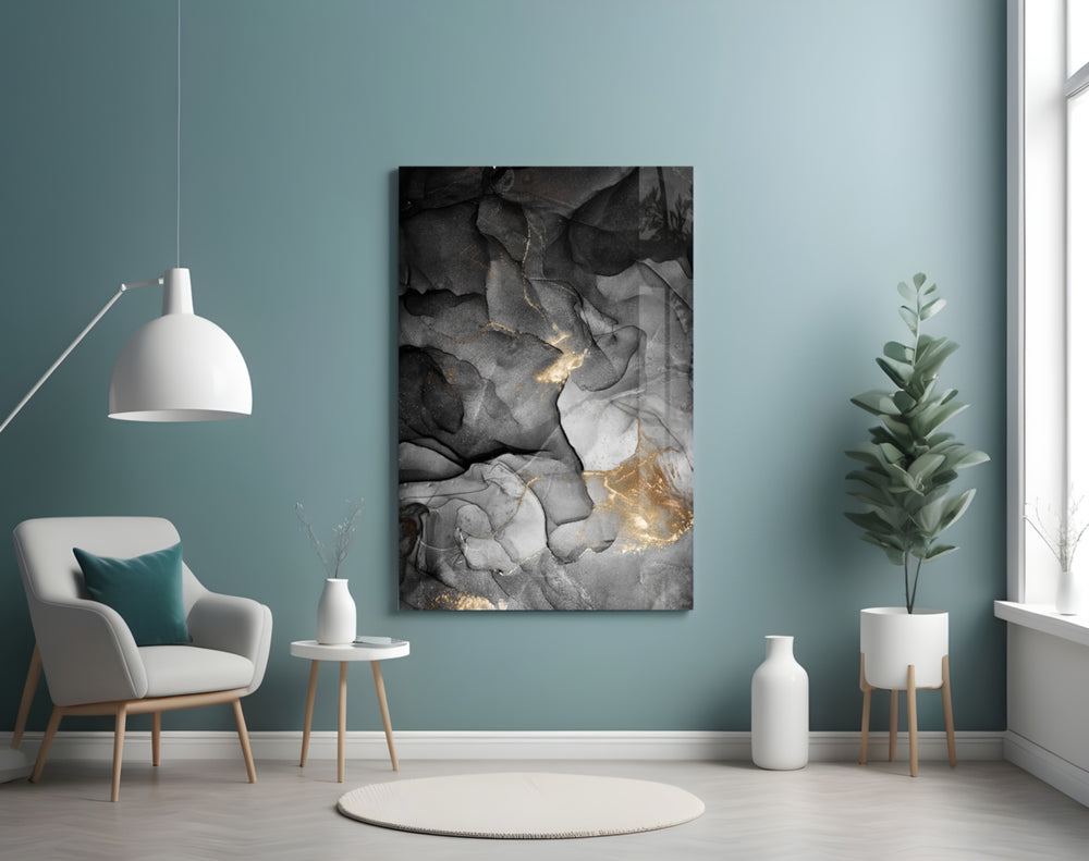 Charcoal Lightning panel adding editorial mood to a foyer