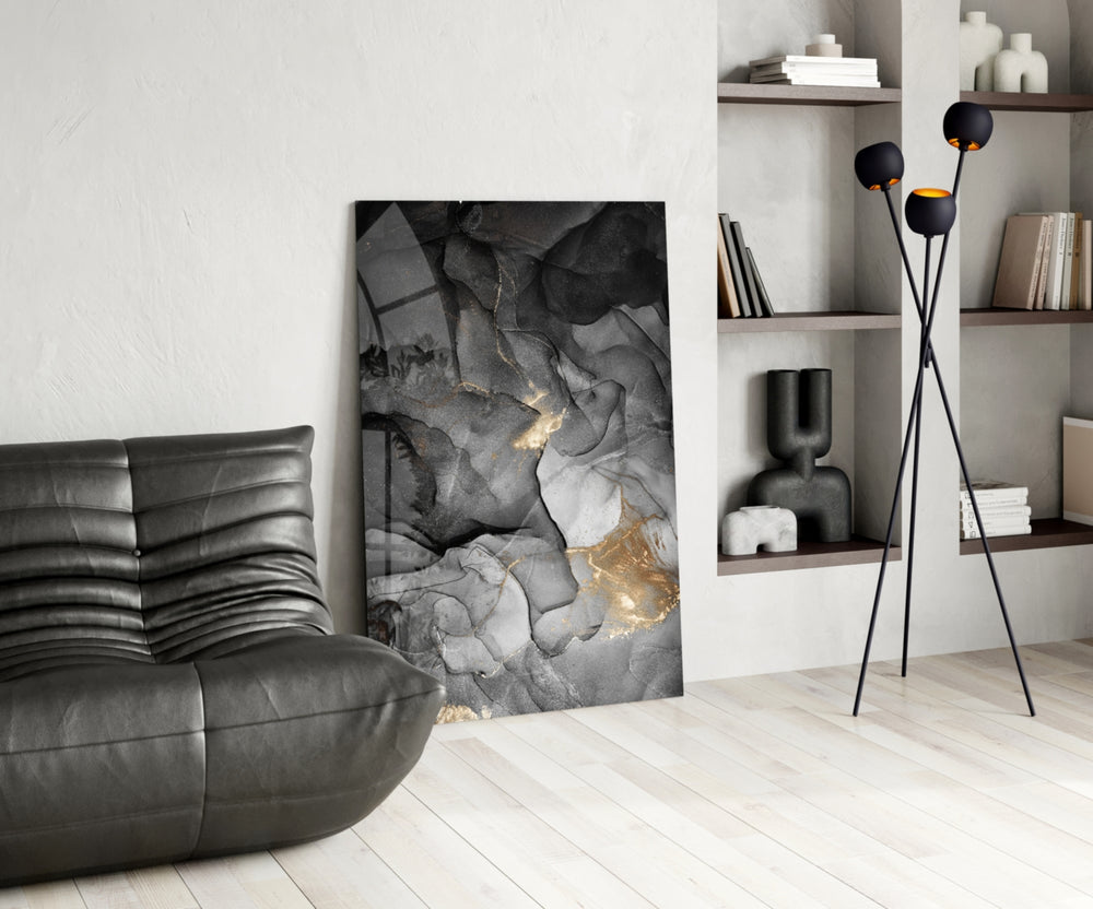 Charcoal Lightning glass print enhancing a study with cinematic drama
