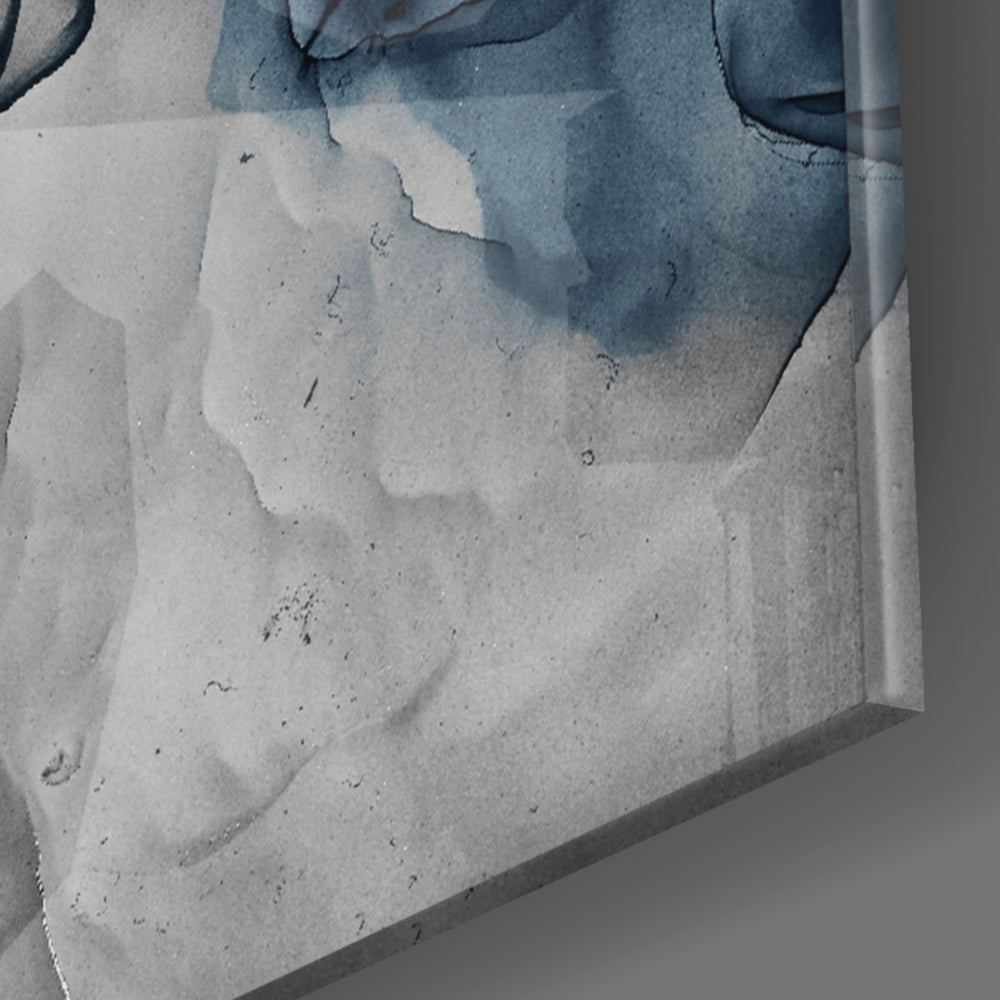 Navy Marble panel catching window light to reveal its tactile vein