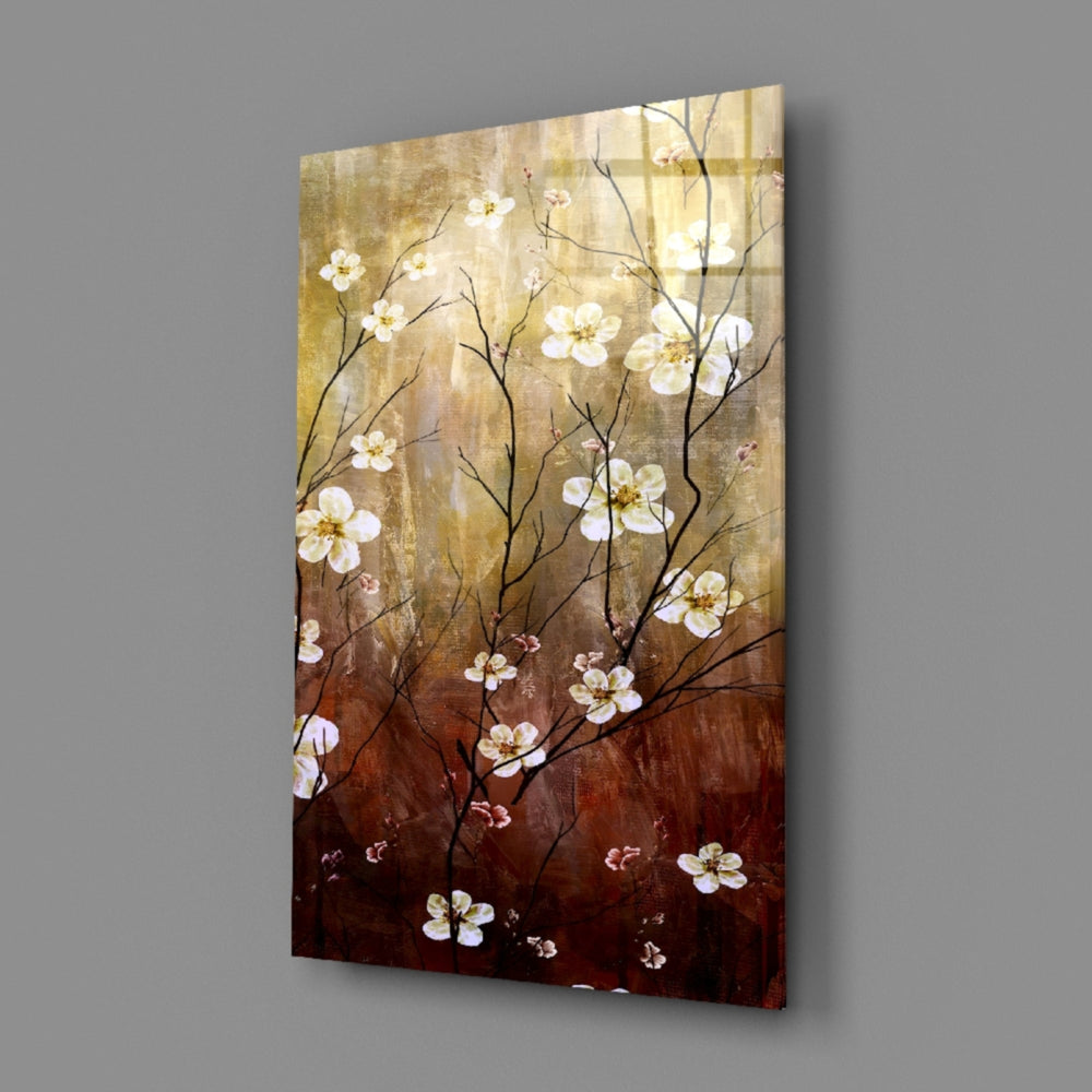 Close-up detail of cream daisies clustering against amber ochre