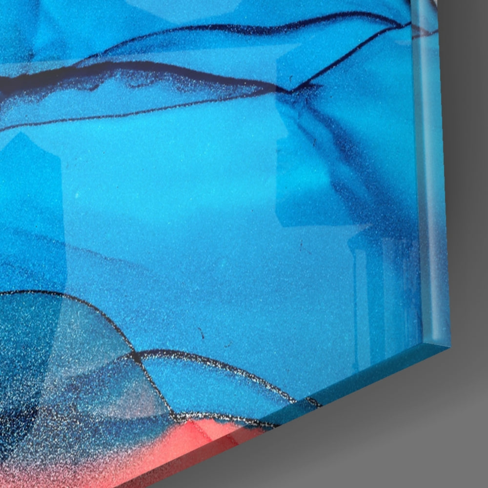 Fire and Tide panel catching window light to reveal its tactile flow