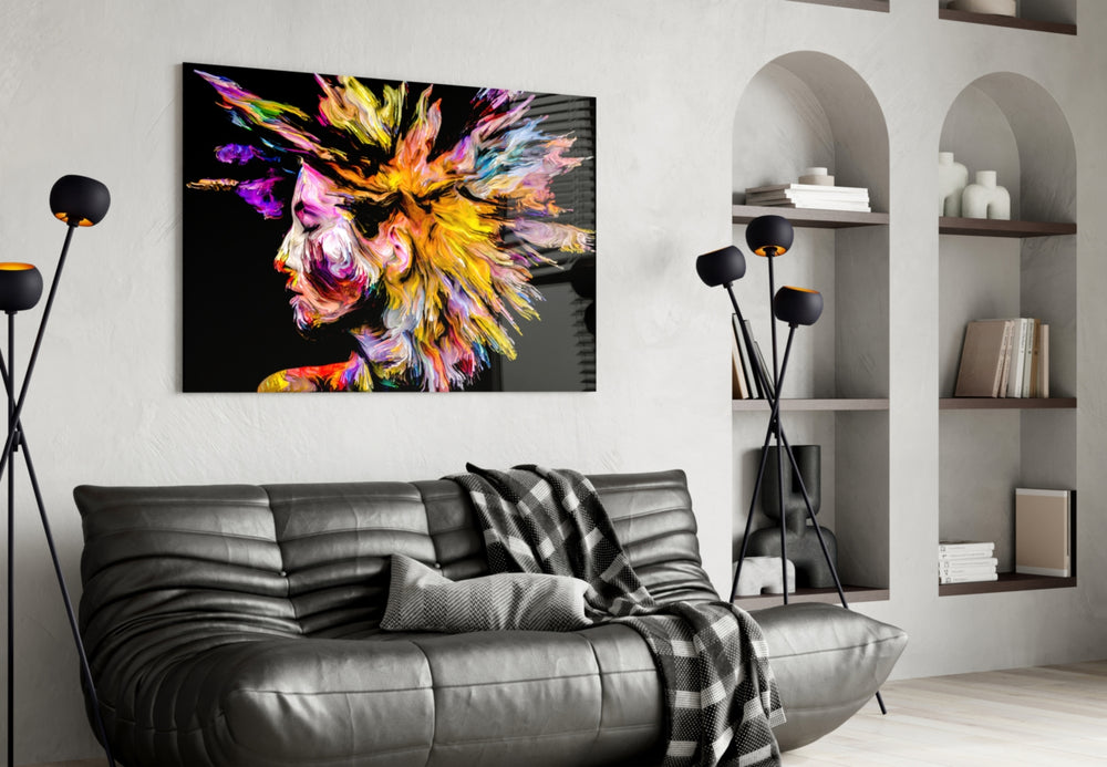Colorful Thoughts panel adding editorial mood to a living room