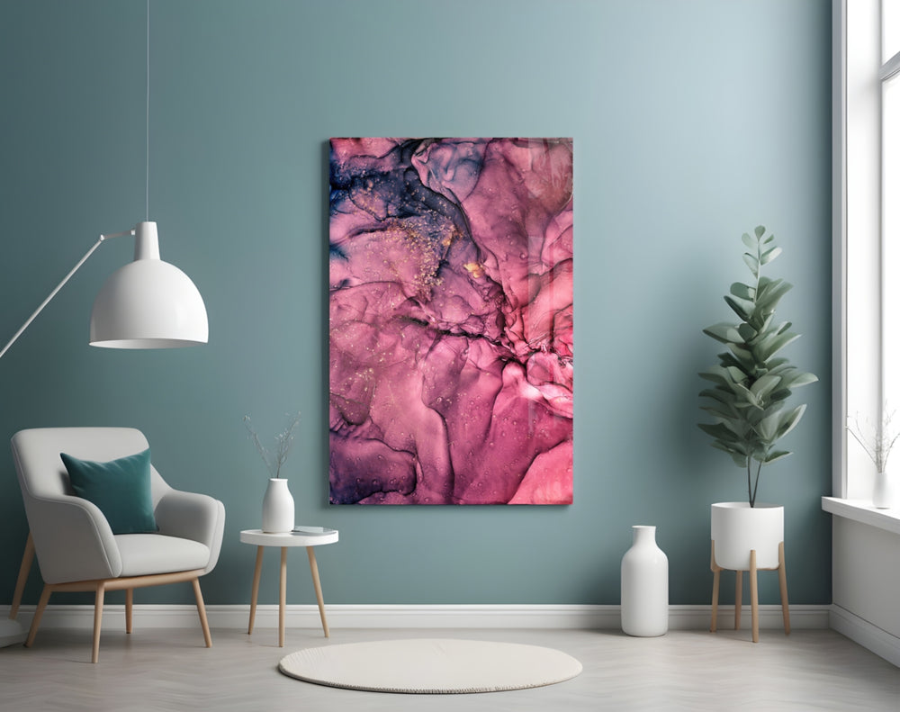 Magenta Bloom panel adding editorial mood to a powder room