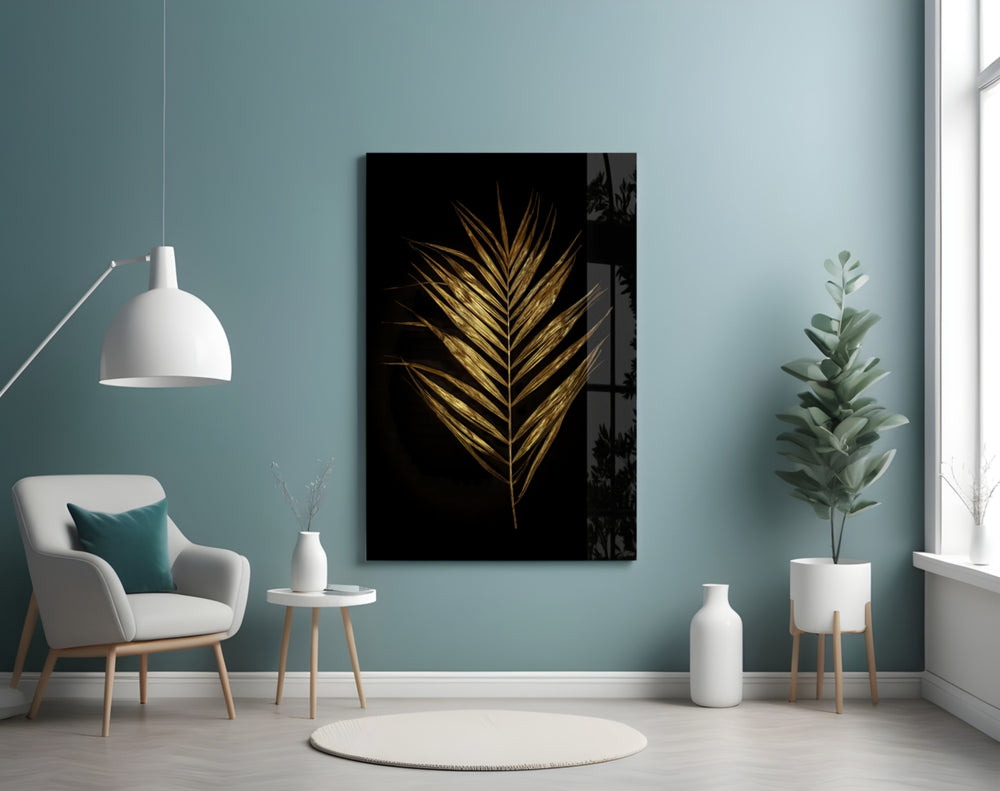 Gilded Palm panel adding editorial mood to a foyer