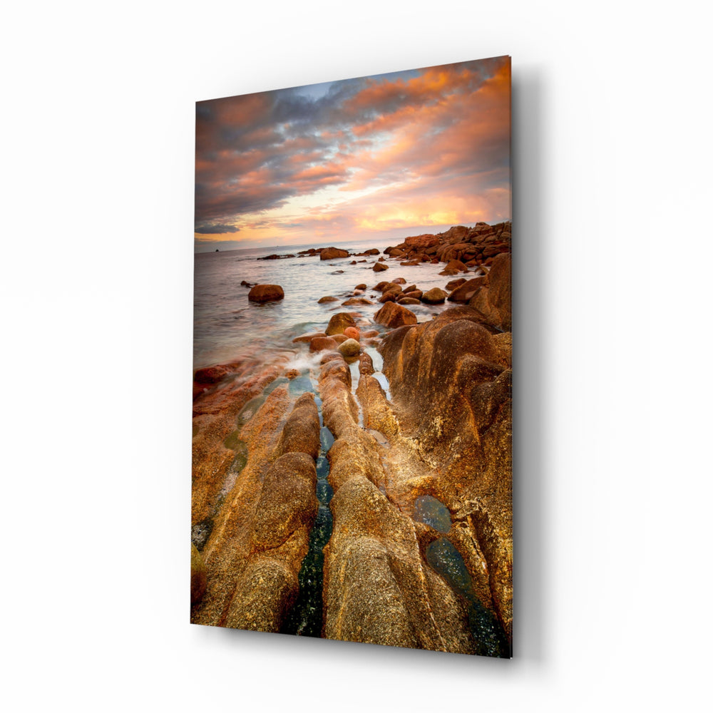 Coastal-sunset panel bringing serene drama to a contemporary coastal home