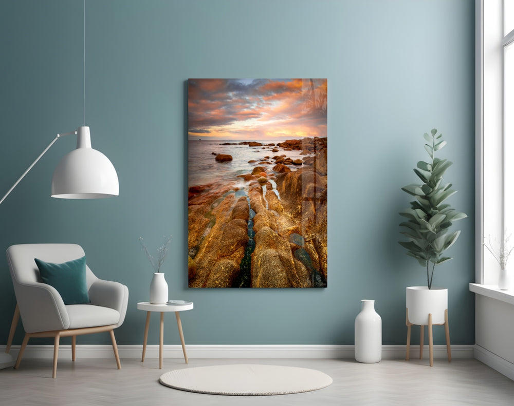 Golden Coast panel adding serene mood to a bedroom