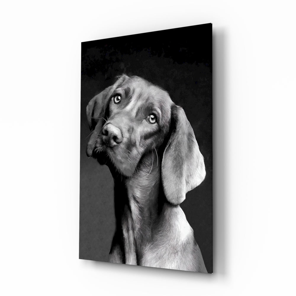 Monochrome-portrait panel bringing tender drama to a contemporary living space