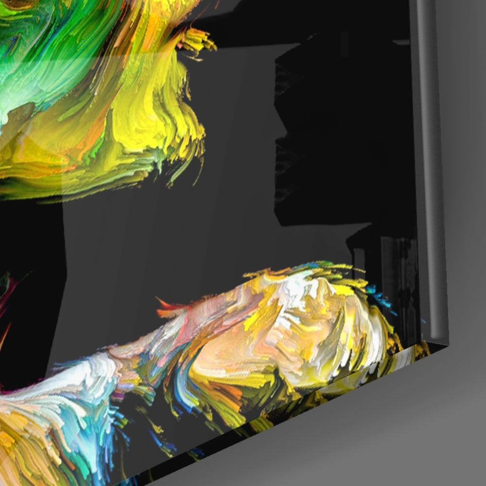 Two Minds panel catching brass-light to reveal its tactile burst