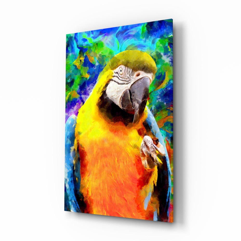 Tropical-painted panel bringing vibrant drama to a contemporary living space
