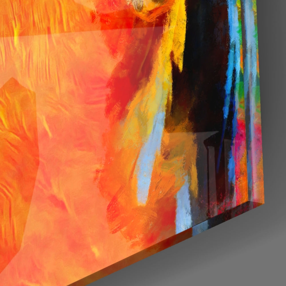 Macaw Bloom panel catching window light to reveal its tactile feather
