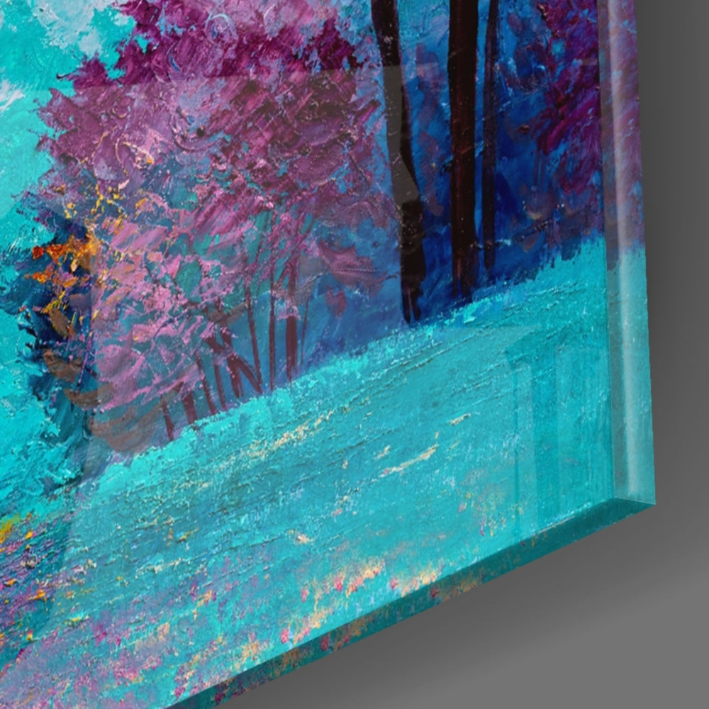 Autumn Pines panel catching window light to reveal its tactile ridge
