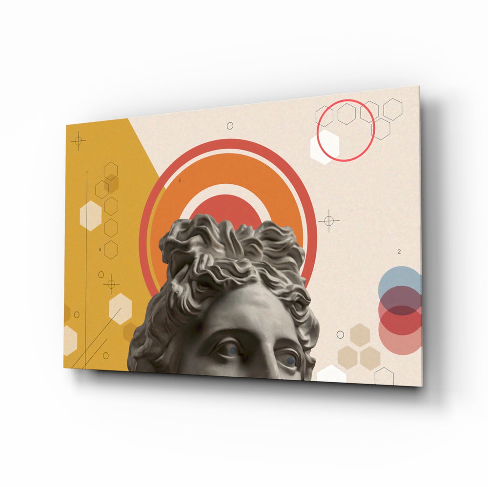 Bauhaus-collage panel bringing graphic drama to a contemporary workspace