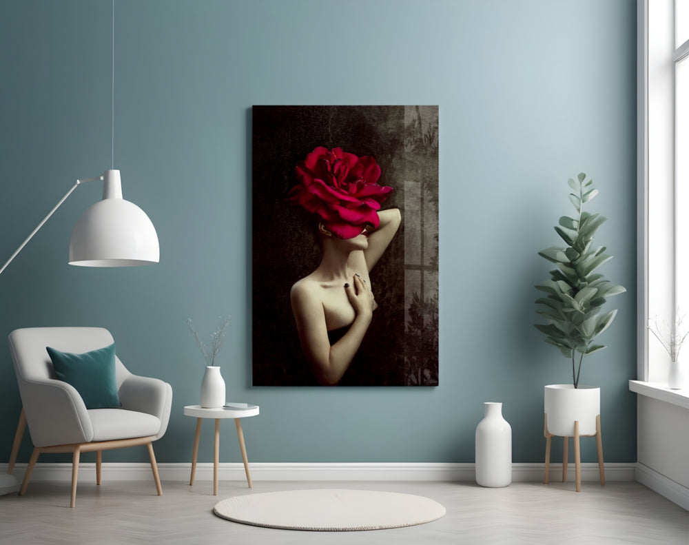 Crimson Rose panel adding romantic mood to a dressing area