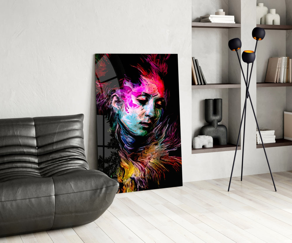 Veiled Mind glass print enhancing a teen room with cinematic drama