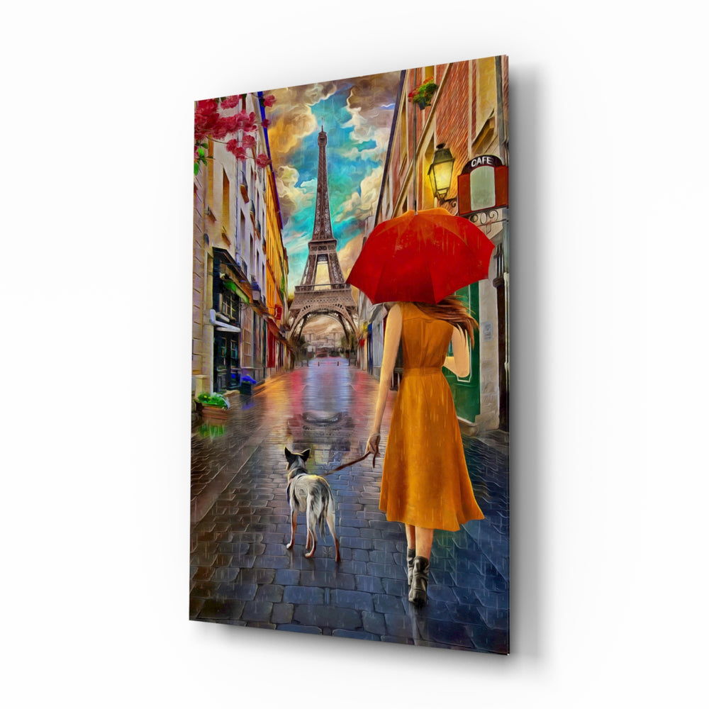 Impressionist-paris panel bringing romantic drama to a contemporary entryway