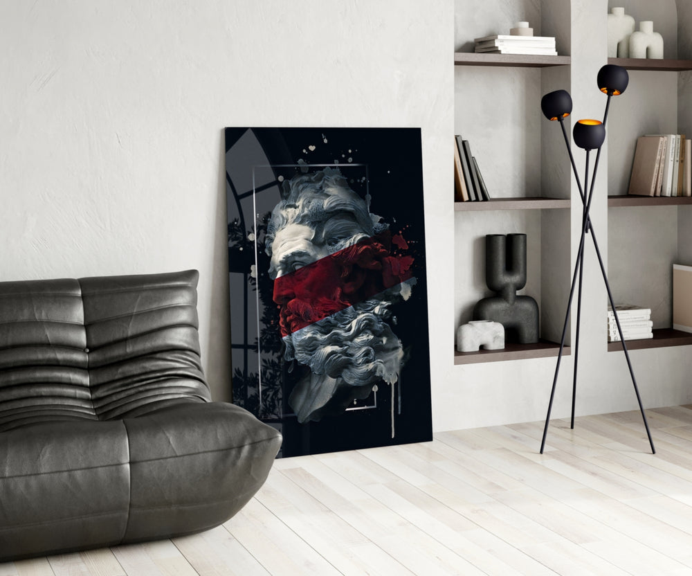Severed Poseidon glass print enhancing a foyer with cinematic drama