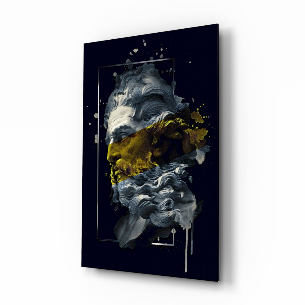 Mythic-gilded panel bringing moody drama to a contemporary living space