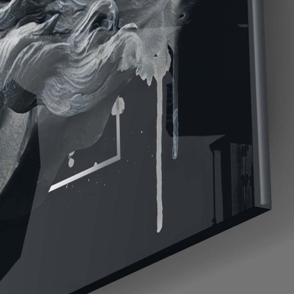 Cobalt Poseidon panel catching low light to reveal its tactile carve