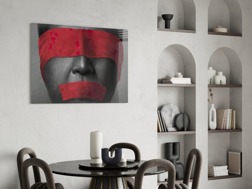 Silenced glass print enhancing a hallway with cinematic drama