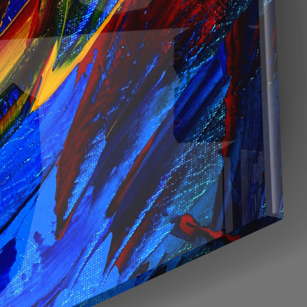 Cobalt Vortex panel catching window light to reveal its tactile sculpt