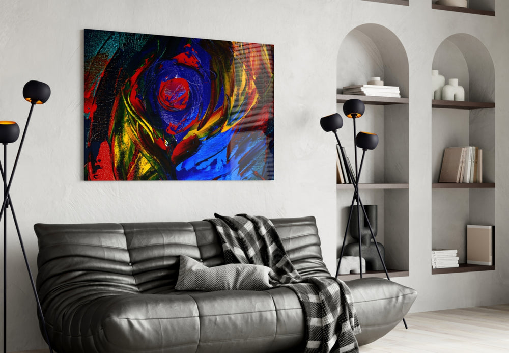 Cobalt Vortex panel adding editorial mood to a living room