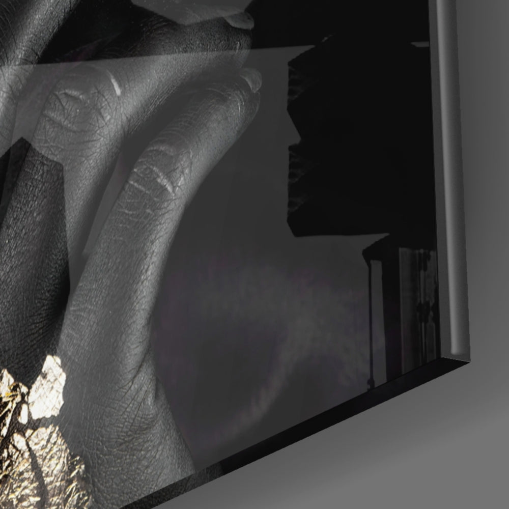 Gilded Gaze panel catching brass-light to reveal its tactile leaf