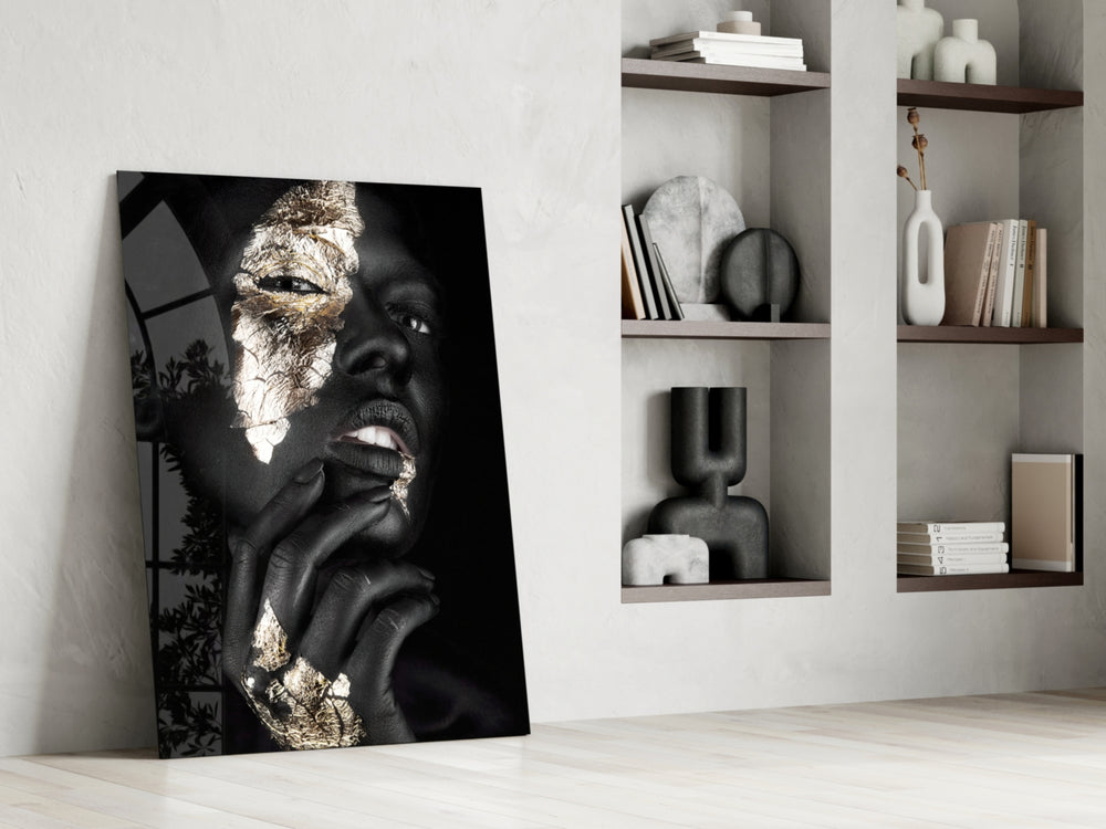 Gilded Gaze artwork anchoring a wall with moody luxe palette
