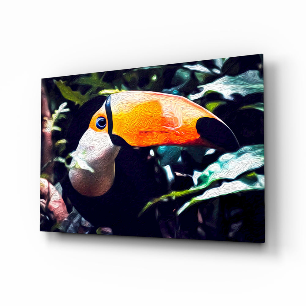 Classical-tropical panel bringing vibrant drama to a contemporary lounge