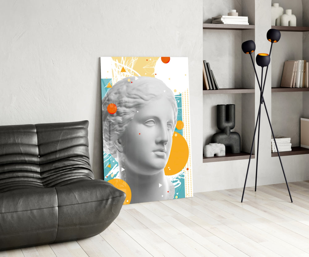 Venus Collage glass print enhancing a hallway with cinematic drama