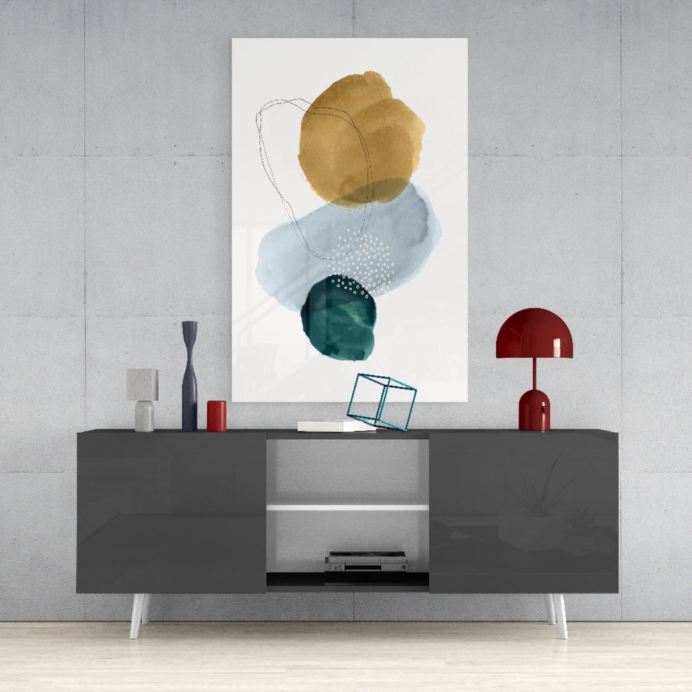 Abstract Shapes Glass Wall Art.