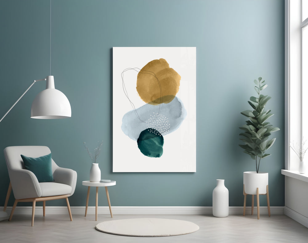 Ochre Stack panel adding calm mood to a hallway