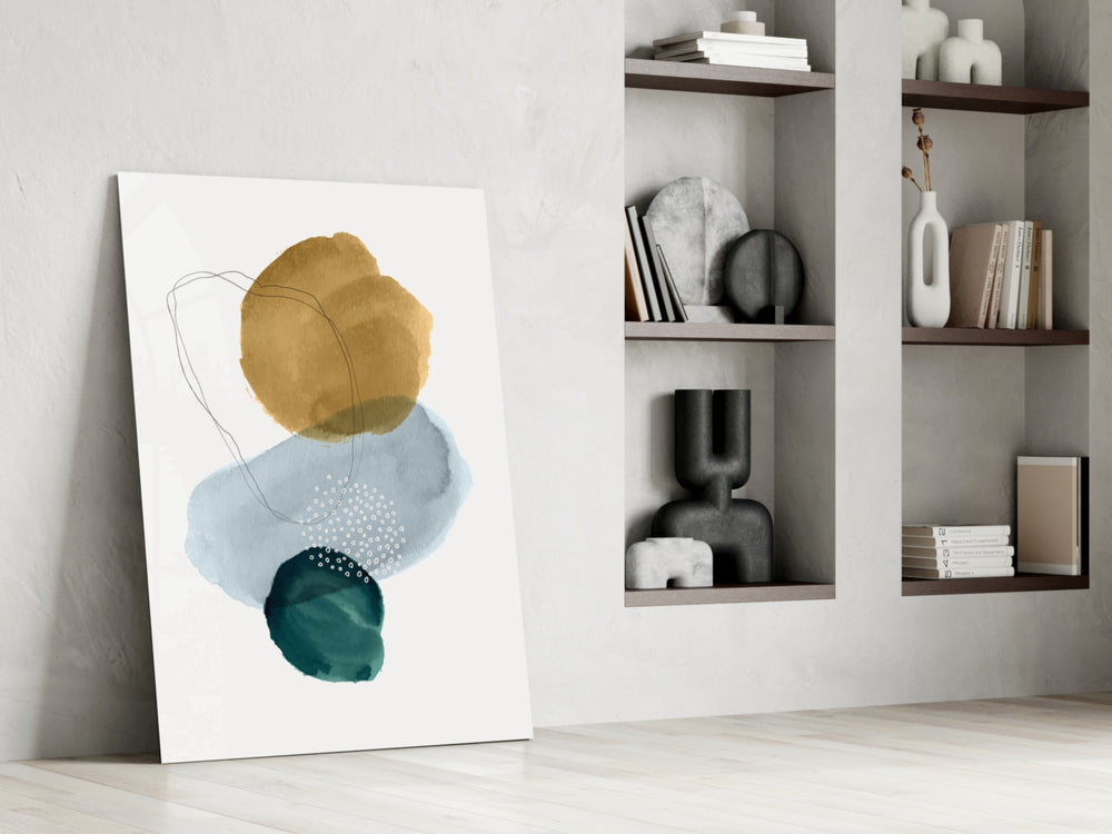 Ochre Stack artwork anchoring a wall with scandi boho palette