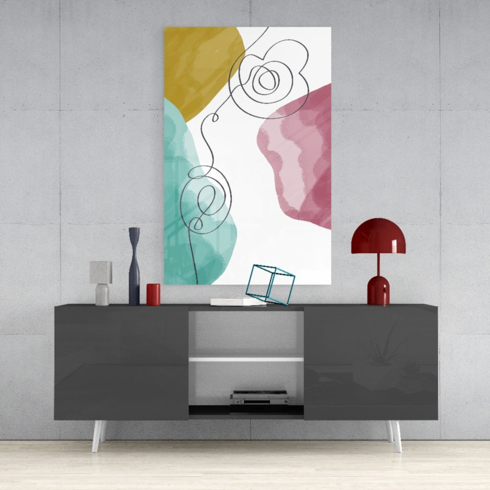 Abstract Shapes Glass Wall Art.