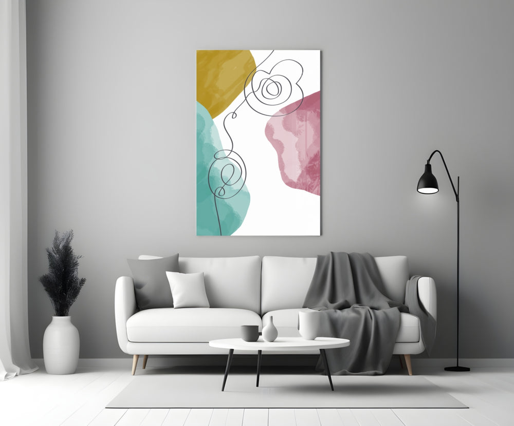 Pastel Drift glass wall art styled above a console in a kids room