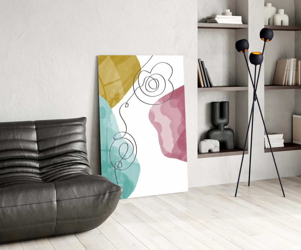 Pastel Drift glass print enhancing a bedroom with editorial drama