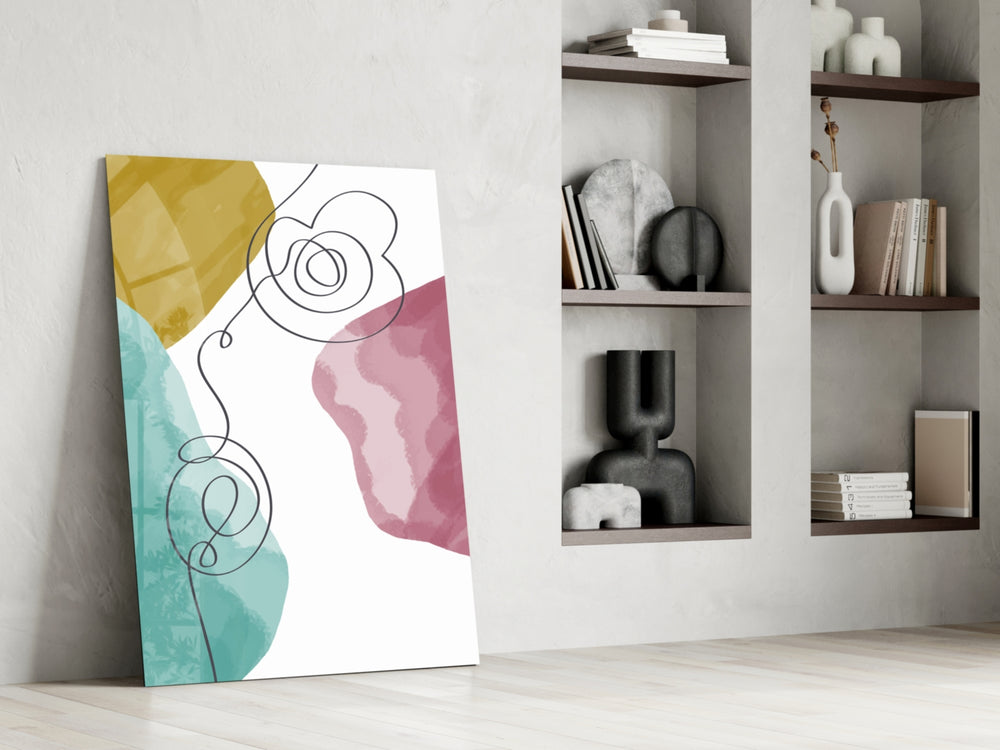 Pastel Drift artwork anchoring a wall with scandi playful palette