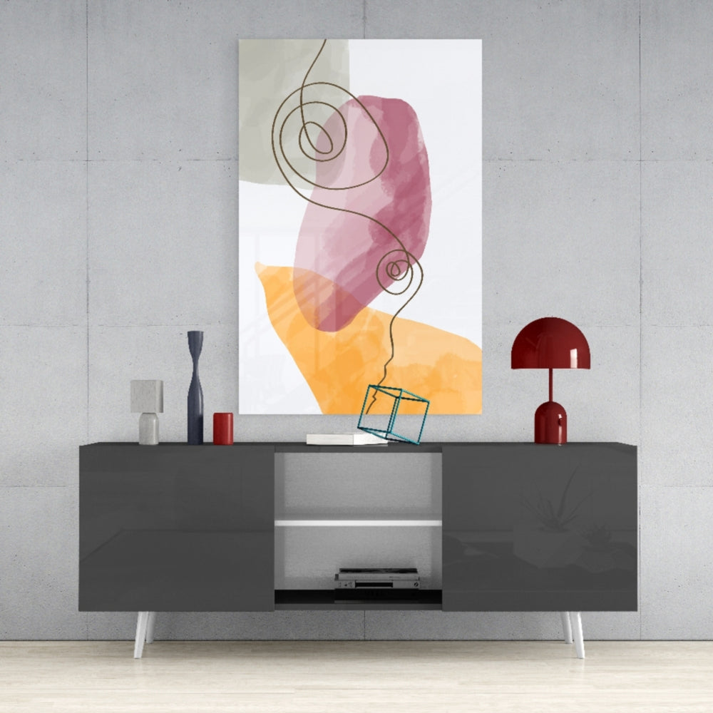 Abstract Shapes Glass Wall Art.