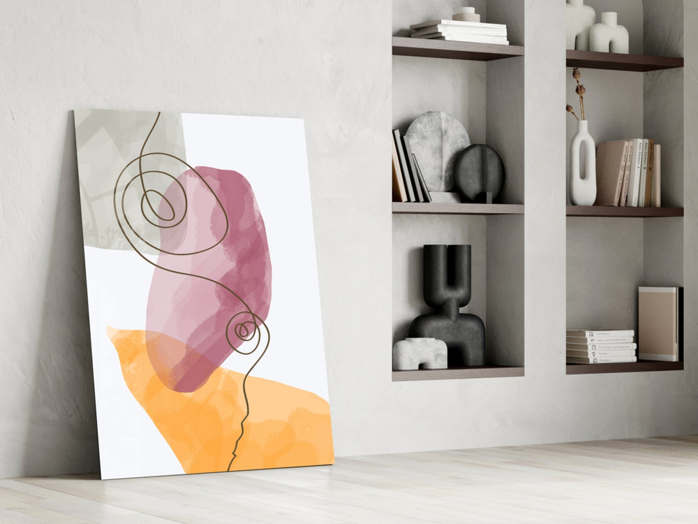 Mauve Stack artwork anchoring a wall with scandi warm palette