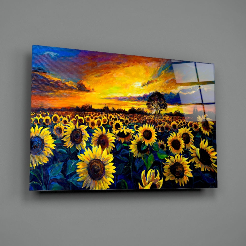 Sunflower Sunset close-up showing painterly petals against fiery sunset