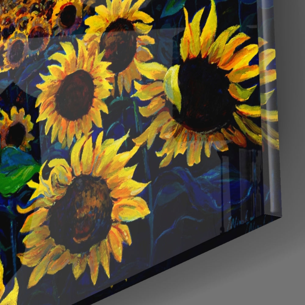 Sunflower Sunset panel catching window light to reveal its tactile petal