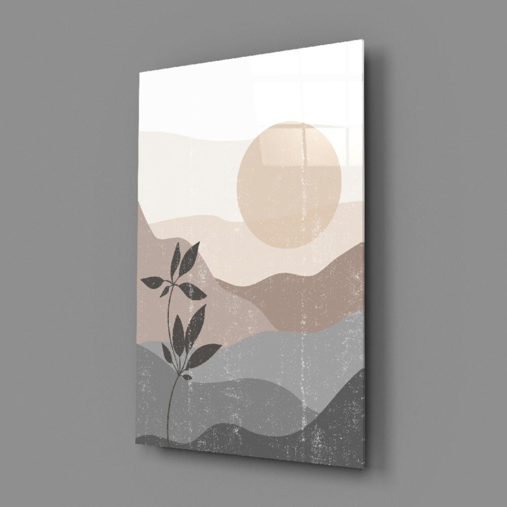 Nordic Hills close-up showing peach moon behind black-line sprig