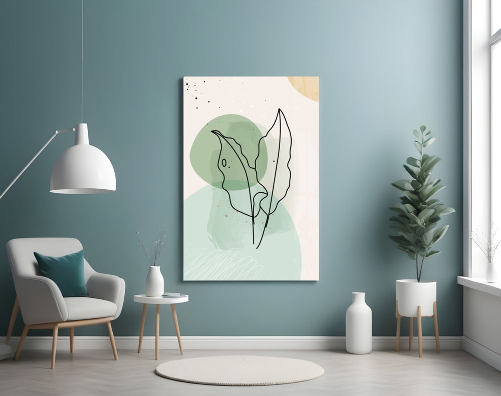 Sage Leaves panel adding calm mood to a bedroom