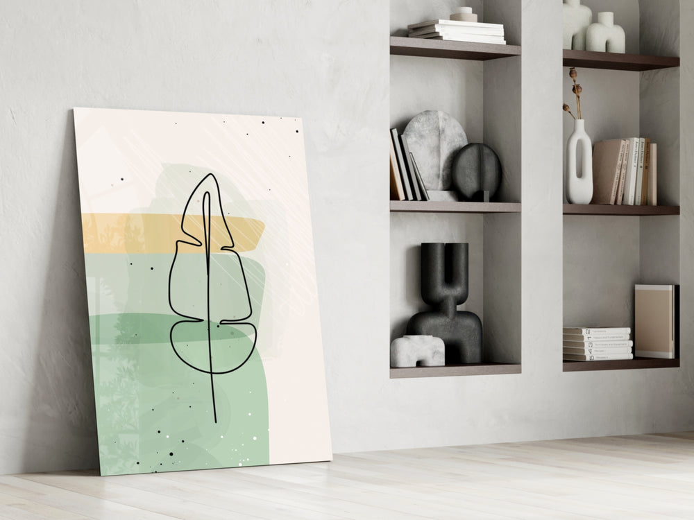 Line Tropical artwork anchoring a wall with scandi botanical palette