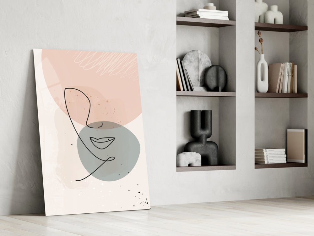 Line Portrait artwork anchoring a wall with scandi romantic palette