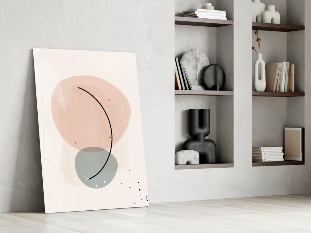 Peach Arc artwork anchoring a wall with scandi pastel palette