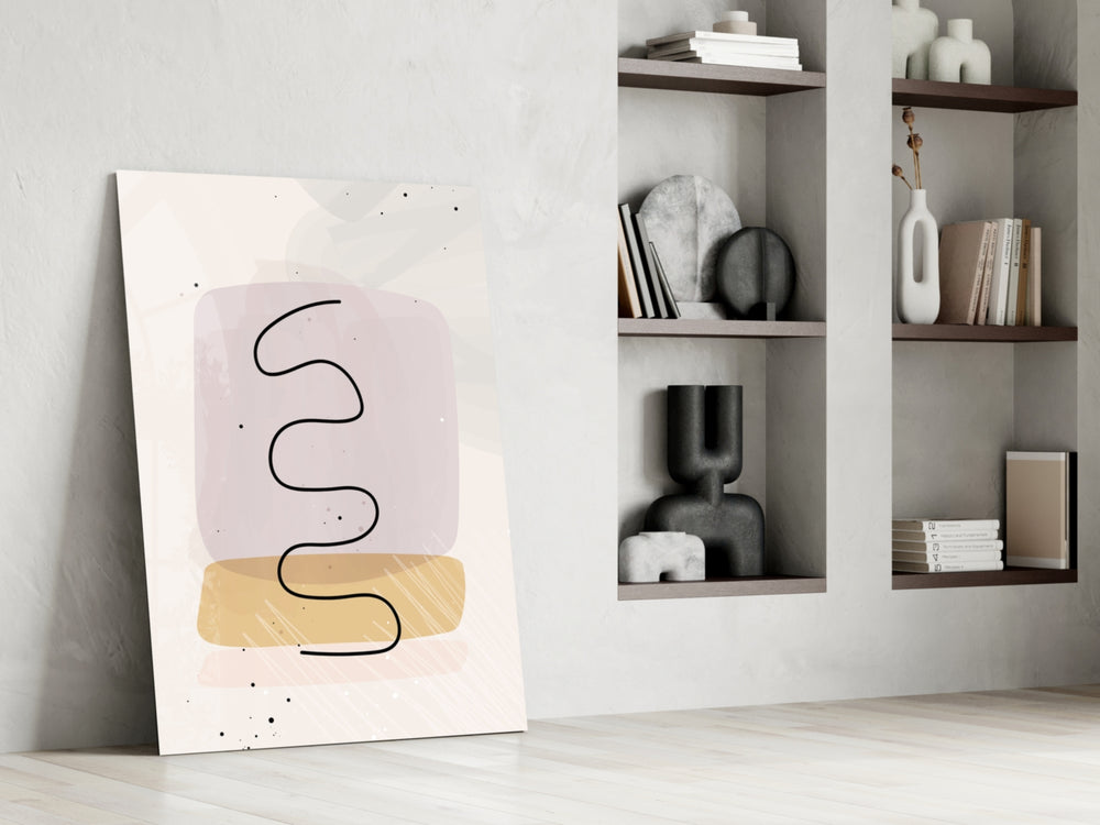 Lavender Wave artwork anchoring a wall with scandi soft palette