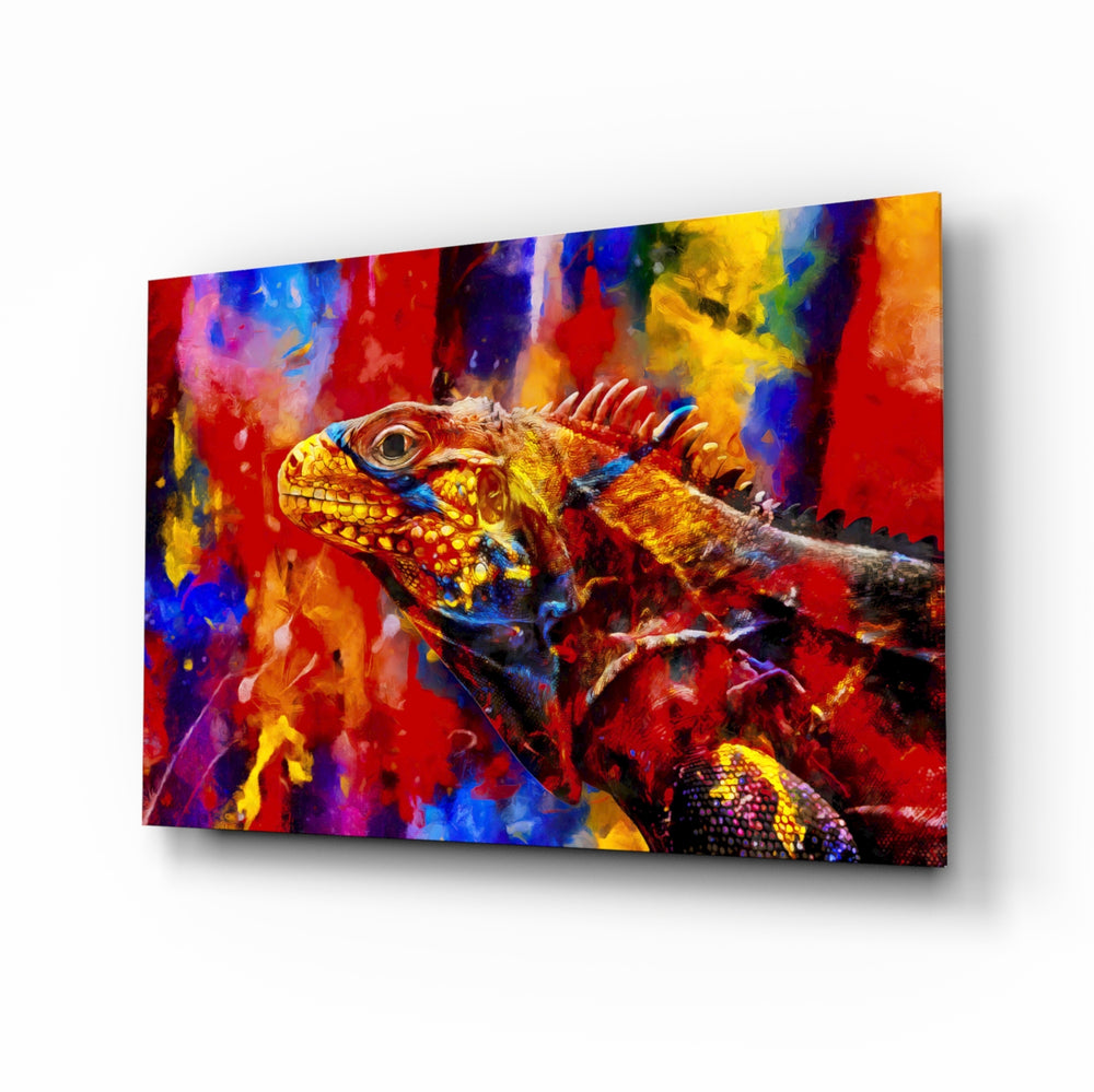 Expressionist-reptile panel bringing bold drama to a contemporary tropical lounge