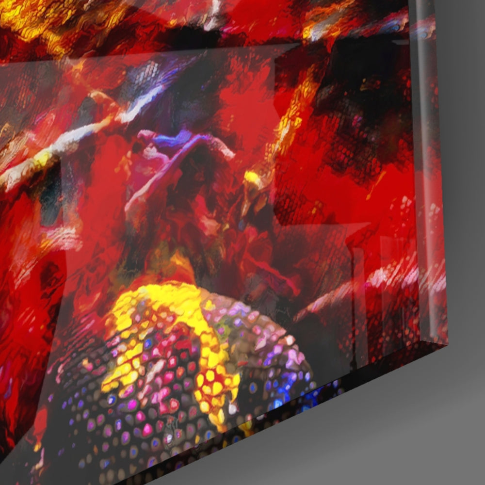 Vivid Iguana panel catching window light to reveal its tactile burst