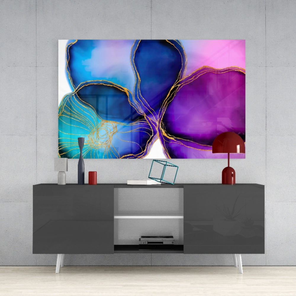 Abstract Shapes Glass Wall Art.